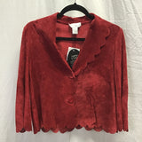 New With Tags! Vintage Spiegel Lightweight Red Die-Cut Suede Leather Jacket