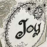 Eltimar Design "Joy" Holiday Artwork on White Wood Board