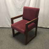 Vintage Red Upholstered Solid Oak Office Chair