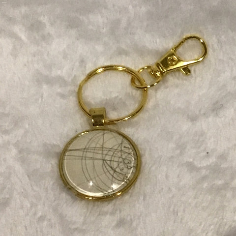 Twin Cat Star Chart in Gold Bezel Keychain