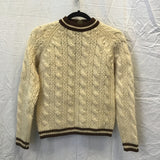 Vintage Tawi Off-White Cable-Knit Wool Sweater