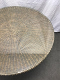 Modern Wicker & Black Metal Glass-Top Cafe Dining Table