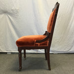Vintage Eastlake Orange Velvet Accent Chair