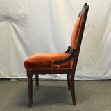 Vintage Eastlake Orange Velvet Accent Chair