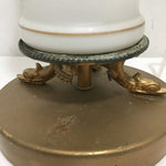Pair of Vintage Floral Painted White Glass Table Lamps