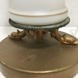 Pair of Vintage Floral Painted White Glass Table Lamps