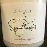 Lavender in Luxe 8oz "Sagittarius" (Zo12) Zodiac Candle in Clear Glass Jar