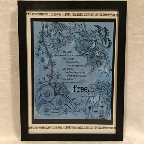 Eltimar Design Framed "She Was Free" Zentangle Inspired Artwork