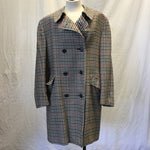 Vintage Burberrys' Off-White & Black Plaid Wool Long Coat