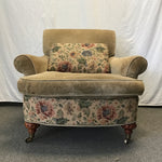 Vintage Cottage Core Green Floral Armchair