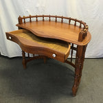 Vintage Oak Veneer Bow-Front Desk