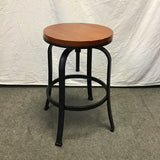 Modern Industrial Pine & Black Metal Adjustable-Height Stool