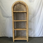 Vintage MCM Wicker & Rattan 4-Tier Round-Top Shelf