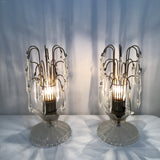 Pair of Vintage Art Deco Budoir Waterfall Crystal Table Lamps