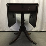 Vintage Mahogany Veneer Drop-Leaf  Pedestal Dining Table