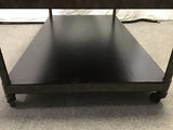 Modern Industrial Metal & Wood Rolling 2-Tier Rectangular Coffee Table