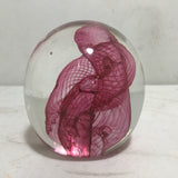 Signed Robert Held Pink Ribbon Swirl Paperweight