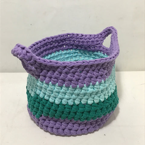 Sarahjane Harrigan Medium Purple & Green Crocheted Basket