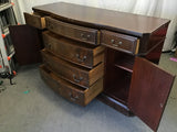Vintage Mahogany Veneer 2-Cabinet 6-Drawer Buffet
