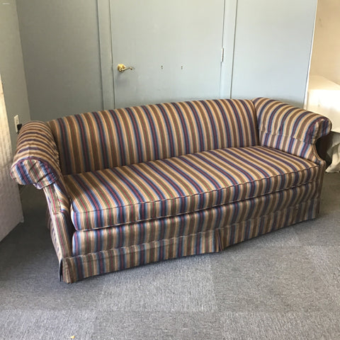 Reupholstered Vintage Striped Chesterfield Sofa