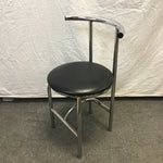 Vintage Atomic Black Vinyl & Chrome Metal Accent Chair