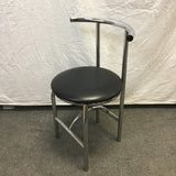 Vintage Atomic Black Vinyl & Chrome Metal Accent Chair