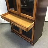 Vintage Kenlea Crafts Cherry Veneer Glass-Front Bookcase