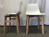 Pair of Contemporary MCM ITF Designs "Petite HiREK" White Bucket Dining Chairs