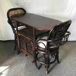 Vintage MCM 3pc Rattan & Wood Dining Set