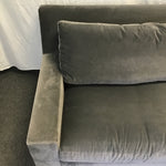 Restoration Hardware "Parisian Track Arm" Graphite Velvet 2-Cushion Sofa