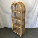 Vintage MCM Wicker & Rattan 4-Tier Round-Top Shelf