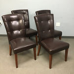 Set of 4 Modern Brown Vinyl Dining Chairs