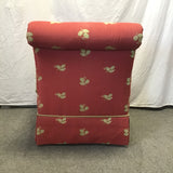 Modern Red Botanical Upholstered Slipper Accent Chair