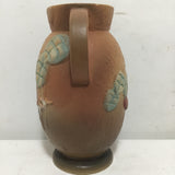 Vintage Roseville Brown Ceramic Fuschia Vase