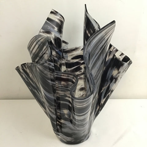 Large Signed Purple Glass Handkerchief Vase