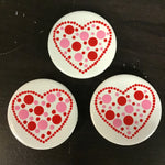 Susan Sitaraman Single Hand Painted Heart On Round White Tile Magnet