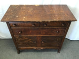 Antique Edwardian Tiger Oak Veneer 3-Drawer & 2-Door Cabinet Washstand