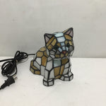 Modern Stained Glass Bobblehead Cat Table Lamp