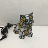 Modern Stained Glass Bobblehead Cat Table Lamp