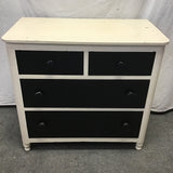 Vintage Off-White & Black Painted Two-Tone 4-Drawer Chest of Drawers