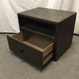 Pair of Rustic Grey-Stained Wood 2-Tier Night Stands
