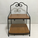 Vintage Longaberger Solid Maple & Grey Metal 2-Tier Shelf