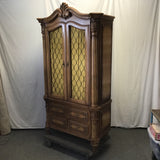 Vintage Carved Solid & Oak Veneer Armoire
