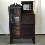 Vintage Solid Tiger Oak Side-By-Side Secretary Desk & Bookcase