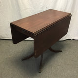Vintage Mahogany Veneer Drop-Leaf  Pedestal Dining Table