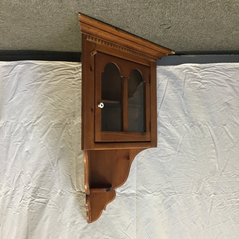 Vintage Solid Pine Wall-Hanging Corner Cabinet