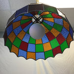 Vintage Stained Glass Hanging Swag Lamp