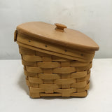 1999 Longaberger Woven Solid Maple Lidded Vainty Basket