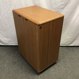 Modern Danish Modern Faux-Teak Laminate Rolling Beverage Cabinet