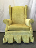 Vintage Yellow/Green Velvet Swivel Rocking Armchair